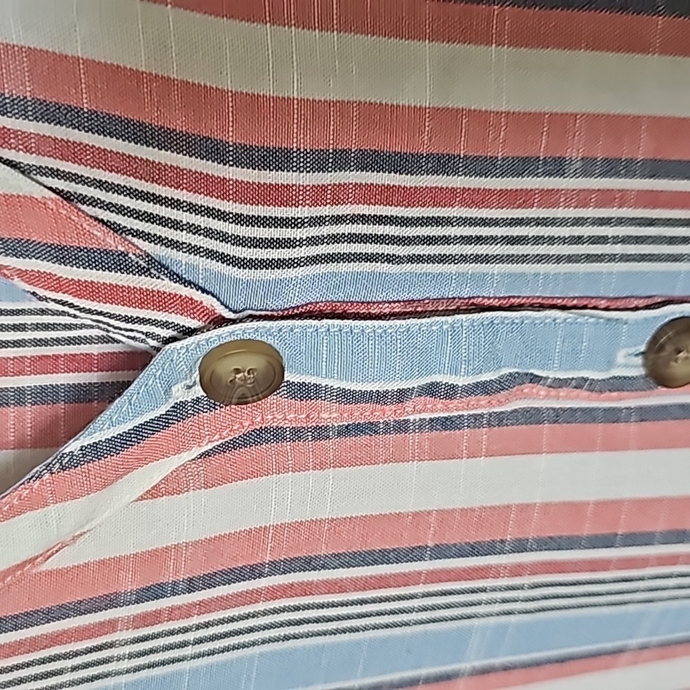 Elle XL Feminine Summer striped flutter sleeve button front dress - Picture 5 of 7